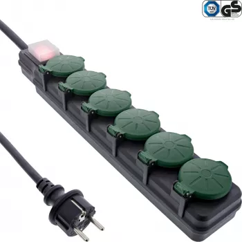 InLine 16496T Mehrfachsteckdose 10 m 6 AC-Ausgänge Innen-/Außenbereich Schwarz, Grün