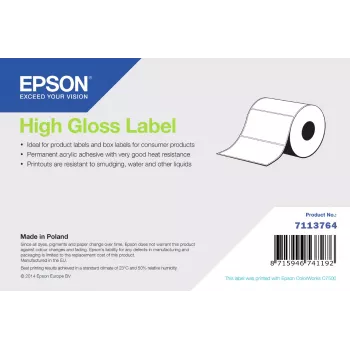 Selbstklebende Hochglanz-Etikettierrolle Epson 203 mm x 60 m (Endlos, gestanzt)