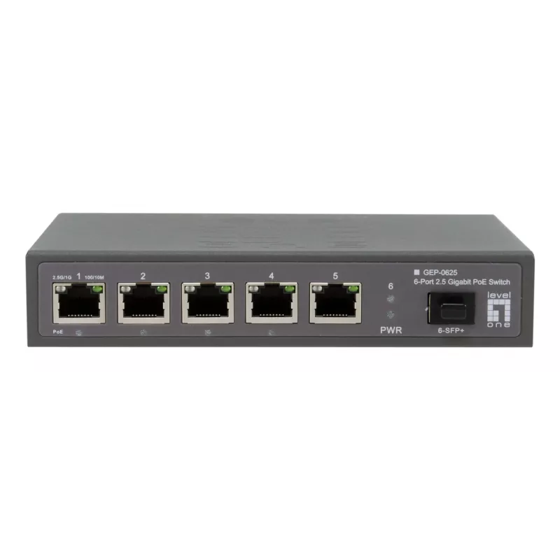 LevelOne GEP-0625 Netzwerk-Switch Unmanaged 2.5G Ethernet (100/1000/2500) Power over Ethernet (PoE) Schwarz