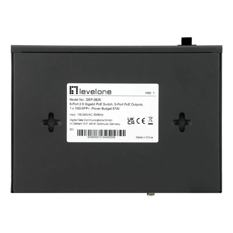 LevelOne GEP-0625 Netzwerk-Switch Unmanaged 2.5G Ethernet (100/1000/2500) Power over Ethernet (PoE) Schwarz