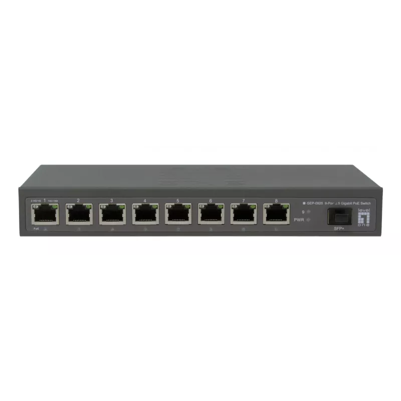 LevelOne GEP-0925 Netzwerk-Switch Unmanaged 2.5G Ethernet (100/1000/2500) Power over Ethernet (PoE) Schwarz