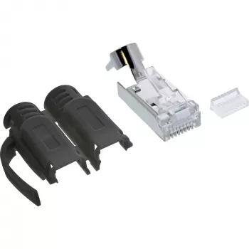 InLine Crimp-Stecker Cat.6A RJ45 geschirmt, 3-teilig schwarz 100er-Pack