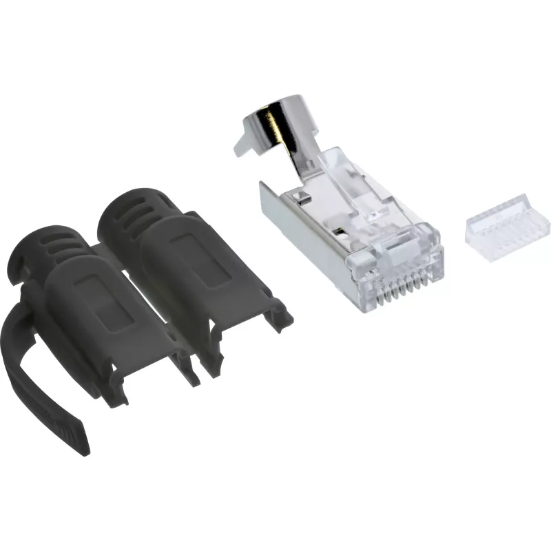 InLine Crimp-Stecker Cat.6A RJ45 geschirmt, 3-teilig schwarz 10er-Pack