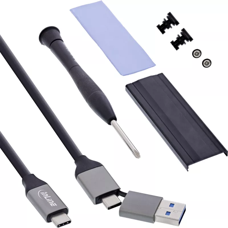 Externes USB4-Gehäuse InLine 00031J — USB-C zu M.2 NVMe SSD, 40 Gb/s, Aluminium