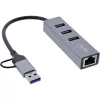 InLine 33380S Schnittstellen-Hub USB 3.2 Gen 1 (3.1 Gen 1) Type-A + Type-C 5000 Mbit/s Grau