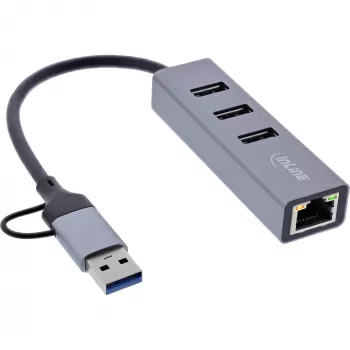 InLine 33380S Schnittstellen-Hub USB 3.2 Gen 1 (3.1 Gen 1) Type-A + Type-C 5000 Mbit/s Grau