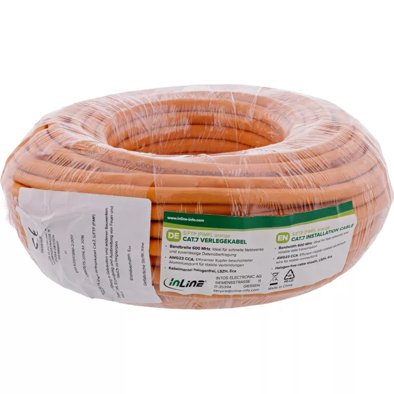 Netzwerkkabel InLine 70215I RJ45 Cat.7 600MHz 1m Orange
