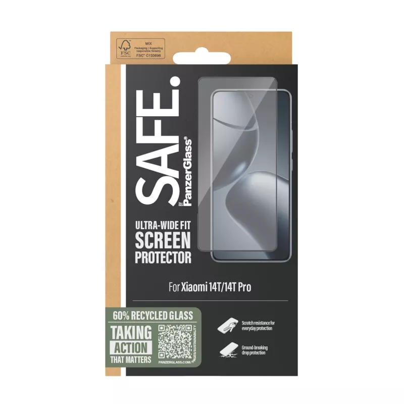 PanzerGlass SAFE. by ® Displayschutzfolie Xiaomi 14T | 14T Pro | Ultra-Wide Fit