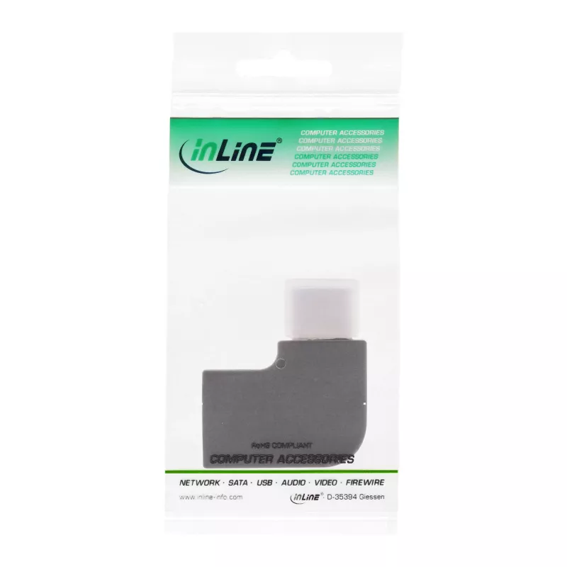 InLine USB 3.2 Gen.2 Adapter, USB-C Stecker / USB-C Buchse, abgewinkelt