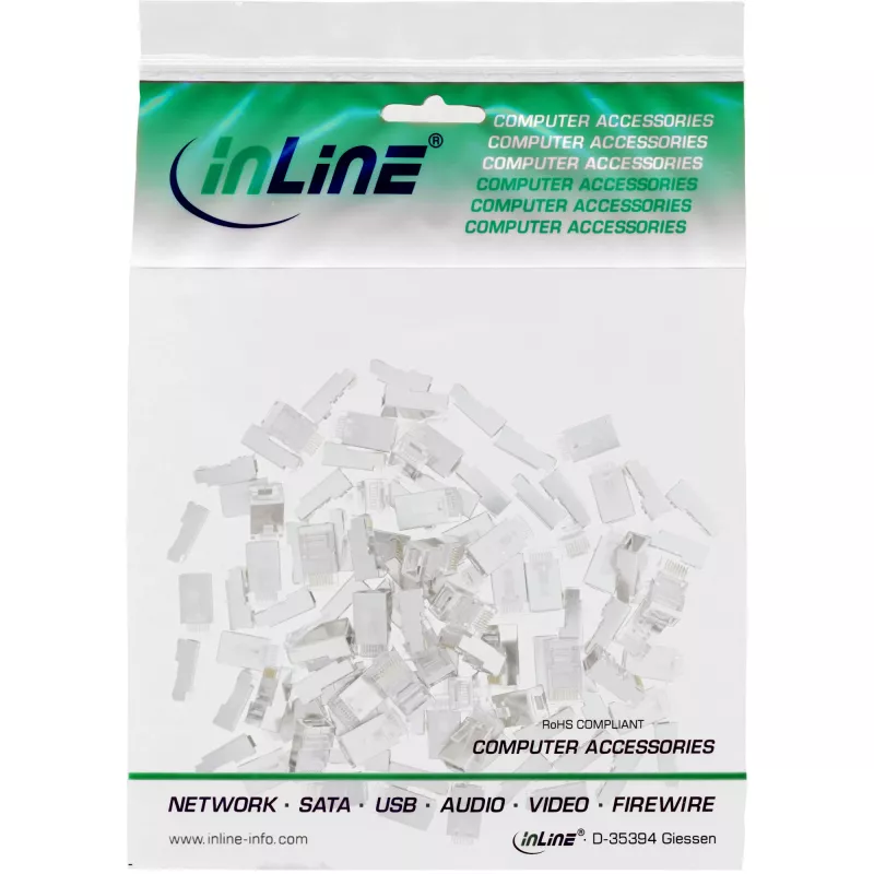 InLine 8P8C RJ45 männliche geschirmte Steckverbinder für Rundkabel, 100 Stk. Pack