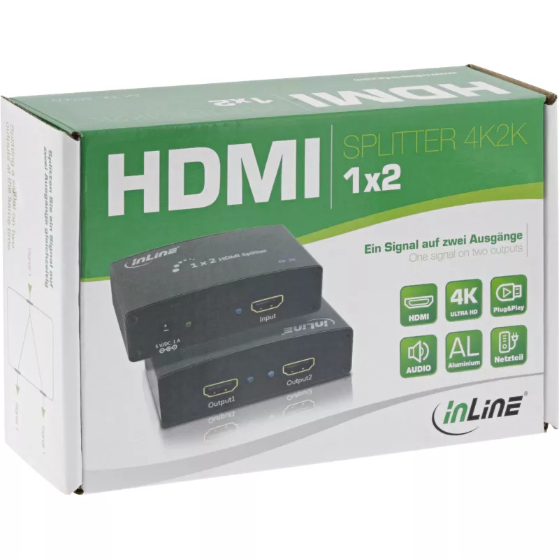 InLine HDMI Splitter/Verteiler, 2-fach, 4K2K-kompatibel