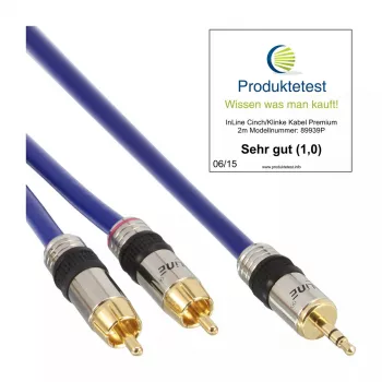 InLine Audio Kabel Premium 2x Cinch-Stecker / 3,5mm Klinkenstecker vergoldet 15m