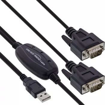 InLine USB 2.0 auf 2x Seriell Adapterkabel USB Typ A auf 2x 9 Pin Sub-D Stecker 1,5 m