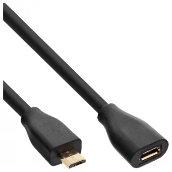 InLine Micro-USB 2.0 Verlängerungskabel, Micro-B M/F, schwarz/gold, 3m