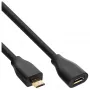 InLine Micro-USB 2.0 Verlängerungskabel, Micro-B M/F, schwarz/gold, 3m