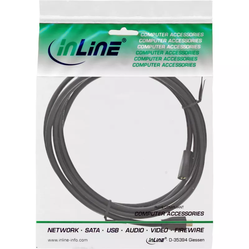 InLine Micro-USB 2.0 Verlängerungskabel, Micro-B M/F, schwarz/gold, 1,5 m