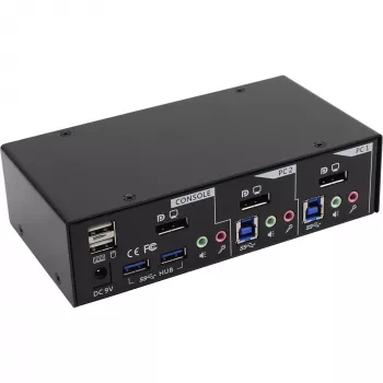 InLine Desktop KVM Switch 2 Port DisplayPort USB 3.0 Hub mit Audio