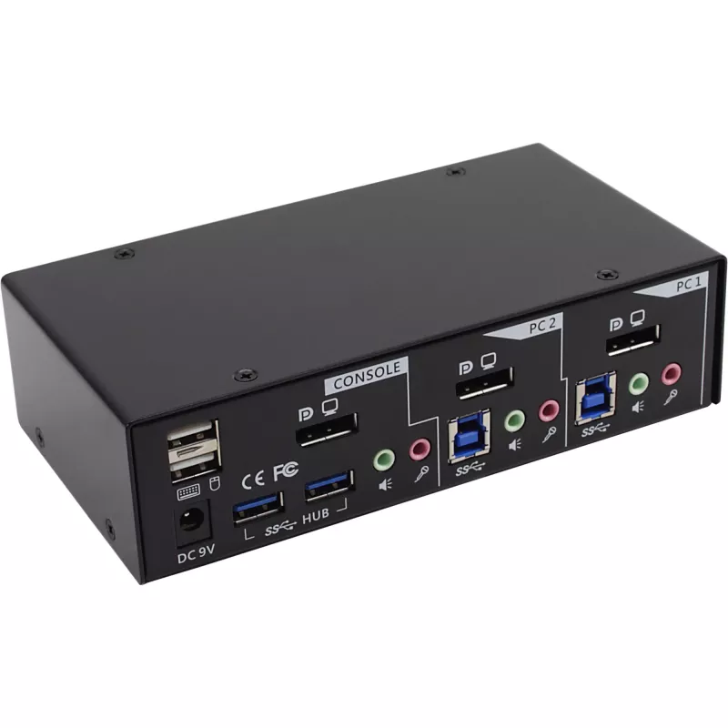 InLine Desktop KVM Switch 2 Port DisplayPort USB 3.0 Hub mit Audio