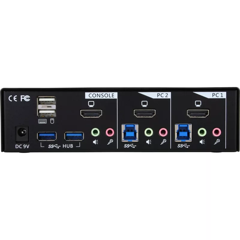 InLine Desktop KVM Switch, 2-Port, HDMI, USB 3.0 Hub, mit Audio