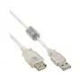 InLine USB 2.0 Verlängerungskabel Typ A Stecker/Buchse, transparent, mit Ferrit, 5 m
