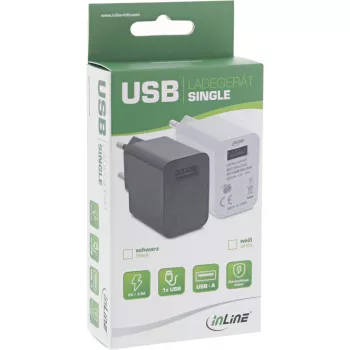 InLine USB-Netzteil Single, 100-240V auf 5V/2,5A, weiß