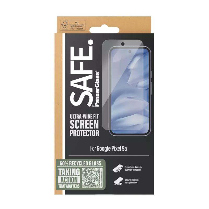 PanzerGlass SAFE. by ® Displayschutz Google Pixel 9a | Ultra-Wide Fit
