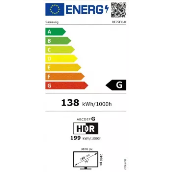 Samsung BE75FX-H Digital Signage Flachbildschirm 190,5 cm (75 Zoll) LED Wi-Fi 4K Ultra HD Schwarz Integrierter Prozessor Tizen 16/7