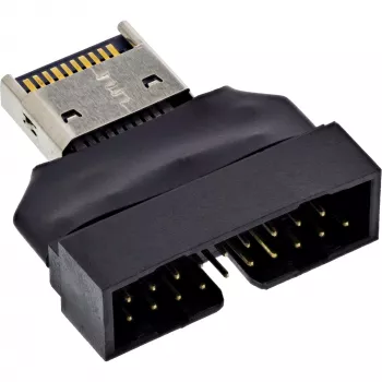 InLine 33446T Kabeladapter USB Type-E Key A, 20-polig USB 3.0 Header, 19-polig Schwarz