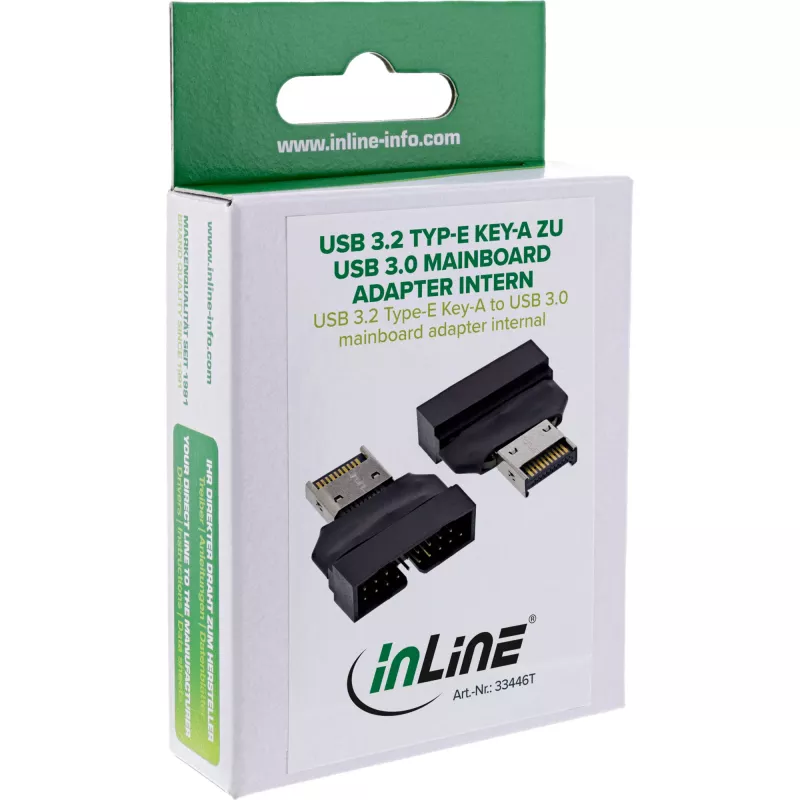InLine 33446T Kabeladapter USB Type-E Key A, 20-polig USB 3.0 Header, 19-polig Schwarz
