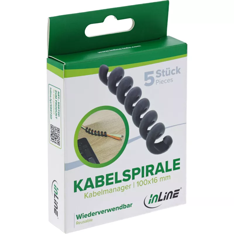 InLine 59972D Kabel-Organizer Universell Kabelmantel Schwarz 5 St.