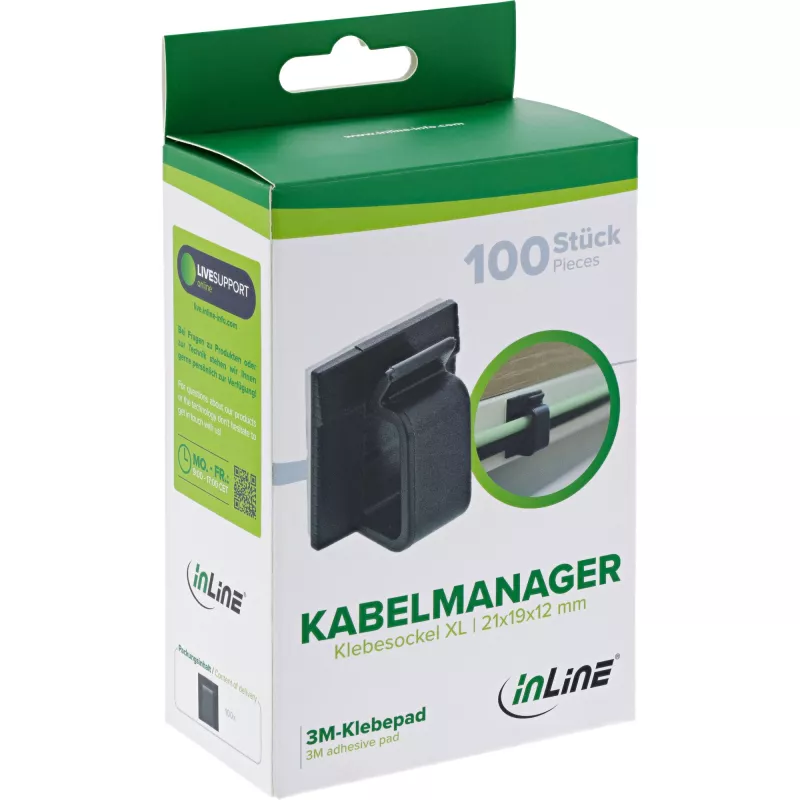 InLine 59971H Kabel-Organizer Universal Kabelhalter Schwarz 100 Stk.