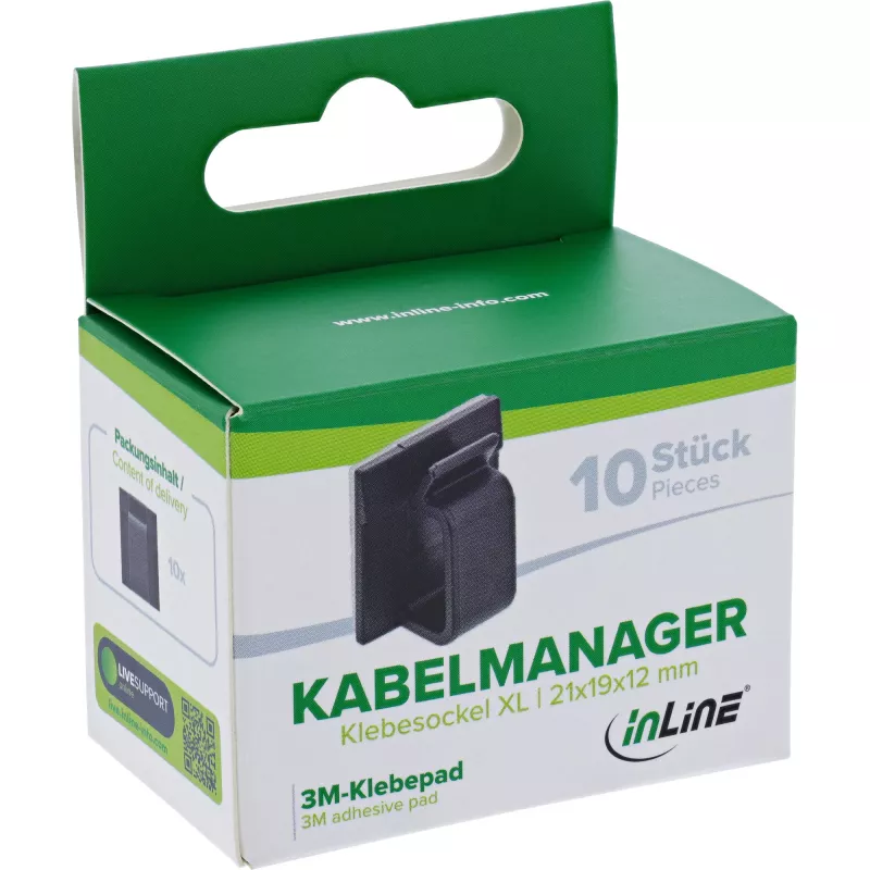 InLine 59971F Kabelmanager Universal Kabelhalter Schwarz 10 Stück