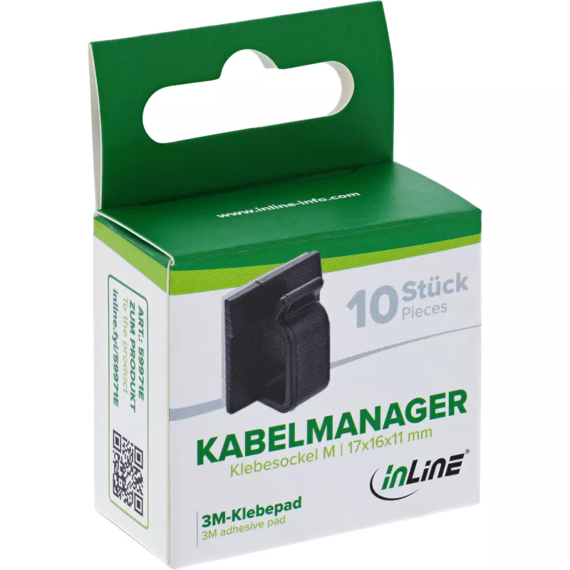 InLine 59971E Kabelmanager Universal Kabelhaken Schwarz 10 Stk.