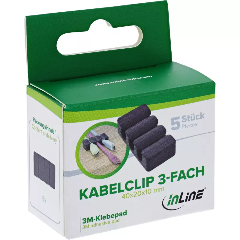 InLine 59971J Kabel-Organizer Universal Kabelclip Schwarz 5 Stück