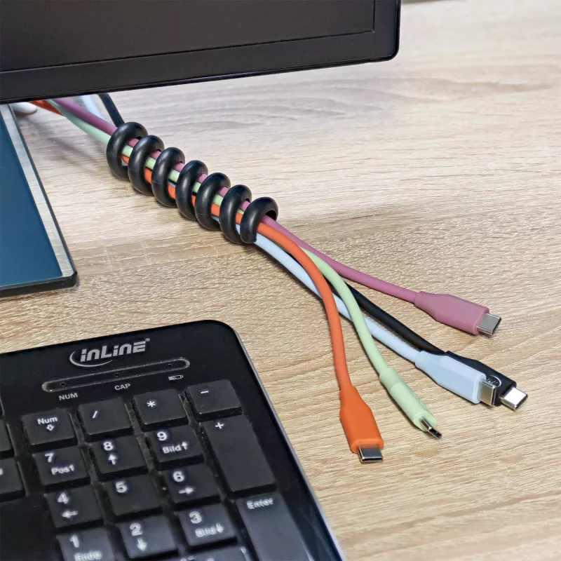 InLine 59972C Kabel-Organizer Universal Kabelmantel Schwarz 5 Stk.