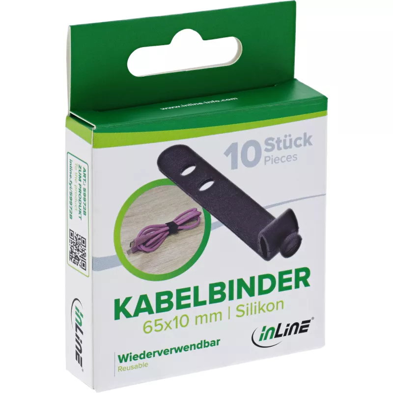 InLine 59972B Kabelbinder Leiter-Kabelbinder Silikon Schwarz 10 Stk.