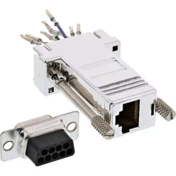 InLine Adapter DB9 Buchse / RJ45 8P8C Buchse metallbeschichtetes Gehäuse 68889L