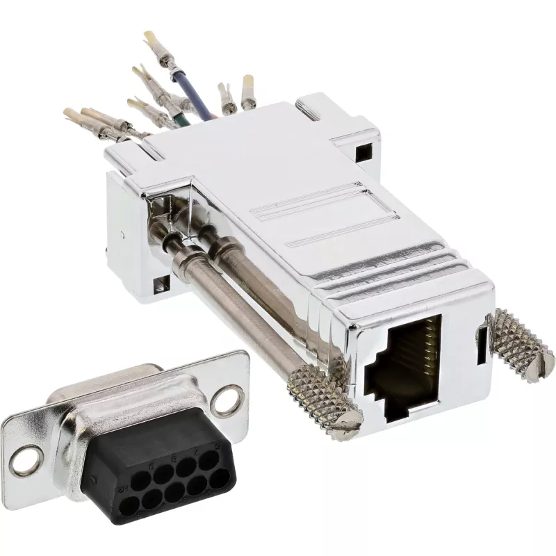 InLine Adapter DB9 Buchse / RJ45 8P8C Buchse metallbeschichtetes Gehäuse 68889L