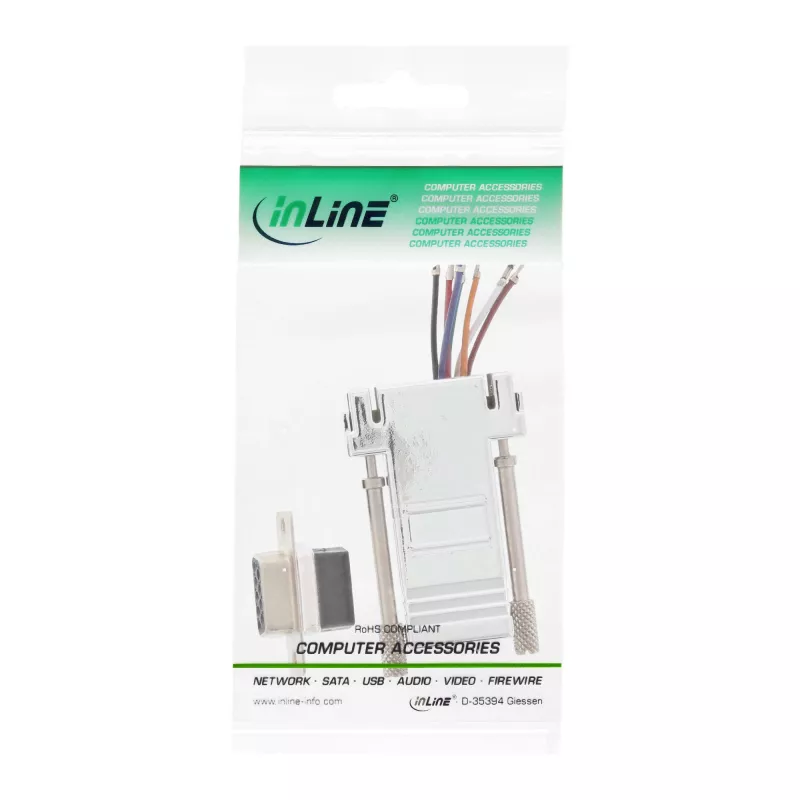 InLine Adapter DB9 Buchse / RJ45 8P8C Buchse metallbeschichtetes Gehäuse 68889L