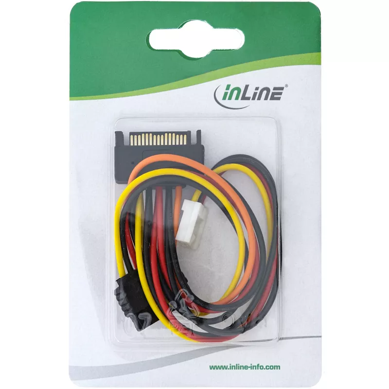 SATA-Stromadapterkabel Buchse/Stecker + Floppy-Stromanschluss 0,15 m InLine 29691