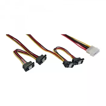InLine Internes Y-Stromkabel 1x Molex / 4x SATA abgewinkelt mit Verriegelungen 0,40+0,55m