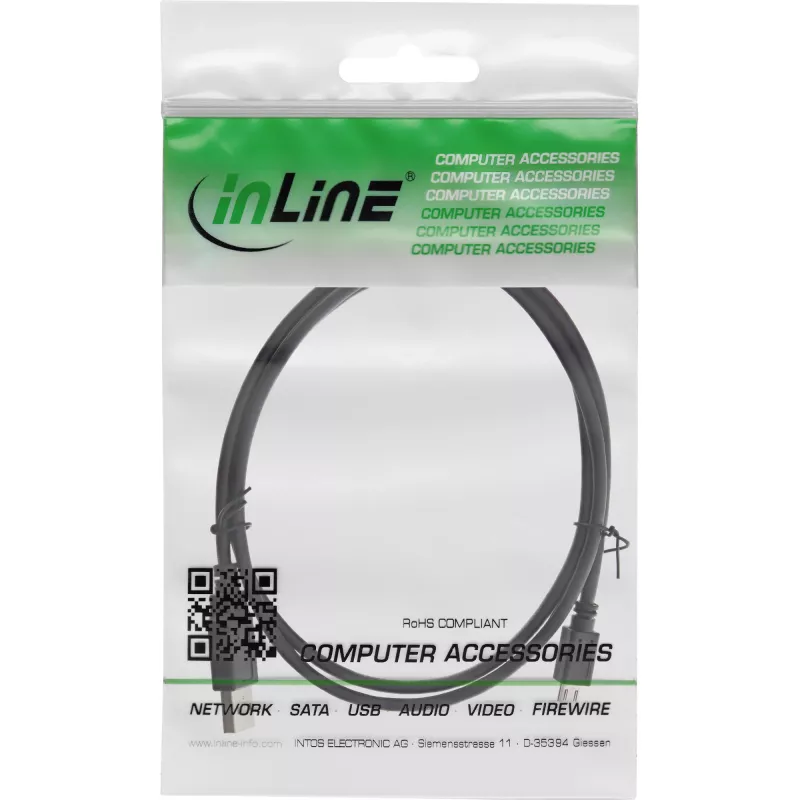 InLine Micro-USB-2.0-Kabel, USB Typ A Stecker / Micro-B Stecker, schwarz, 2 m