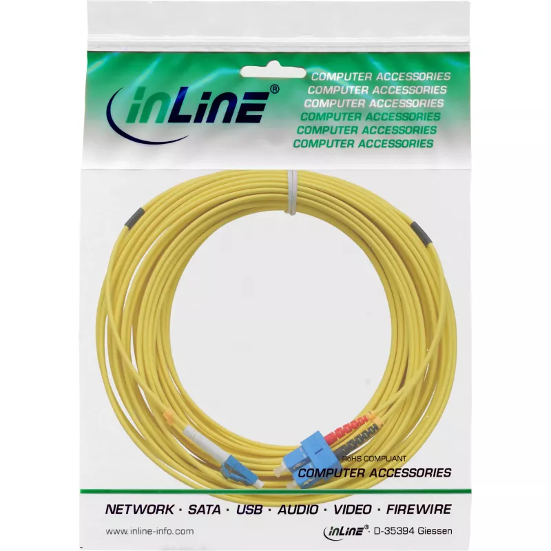 Glasfaser-Duplexkabel LC/SC 9/125µm OS2 2m InLine 88656D