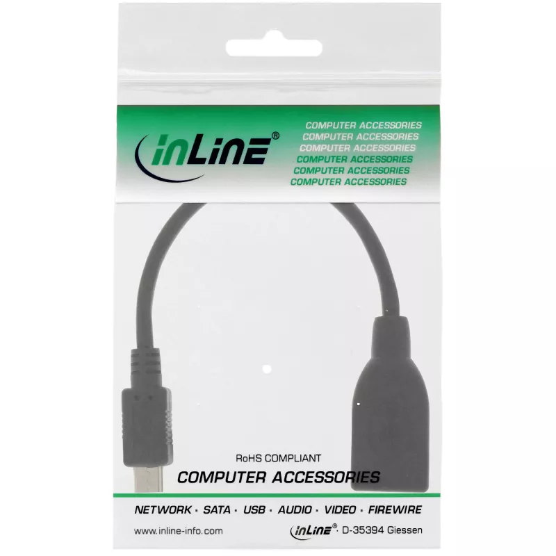 InLine Micro-USB-OTG-Adapterkabel, Micro-B-Stecker auf USB-A-Buchse, 0,1 m