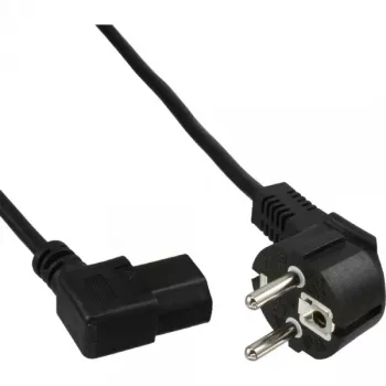 InLine Netzkabel, CEE 7/7 gewinkelt / 3-polig IEC C13 links gewinkelt, schwarz, 1m