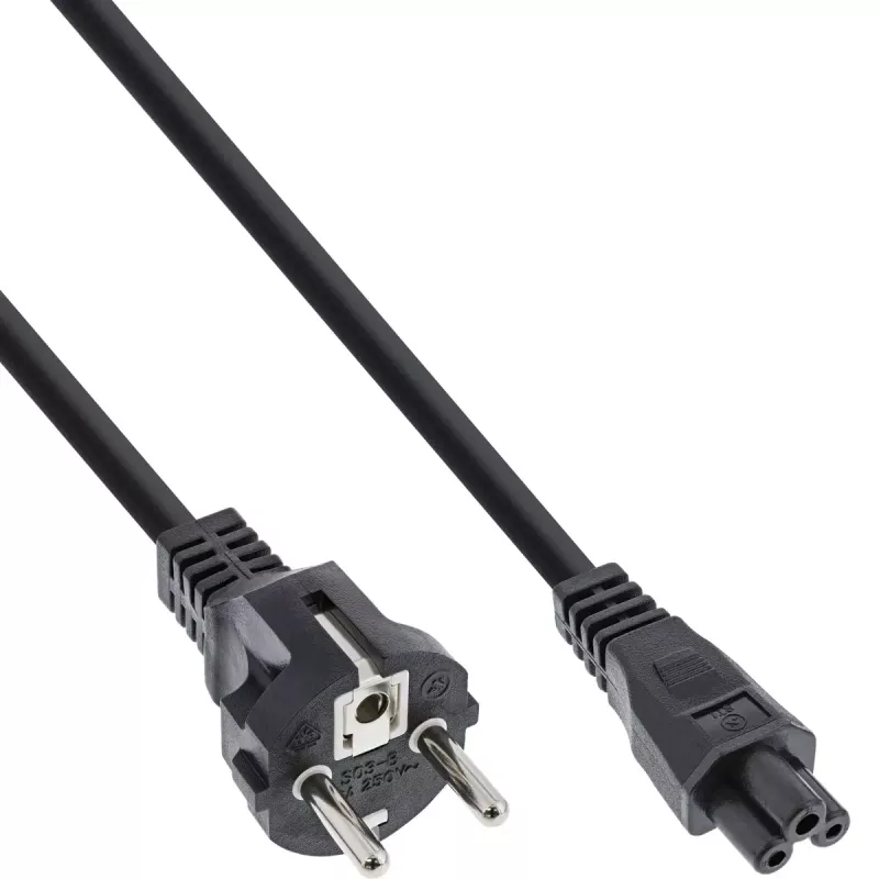 InLine Netzkabel Typ F deutscher / “Mickey Maus” Notebook-Stecker schwarz 5m
