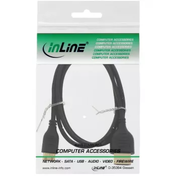 InLine High Speed HDMI-Kabel mit Ethernet, AM/CM, superflach, schwarz/gold, 0,5 m