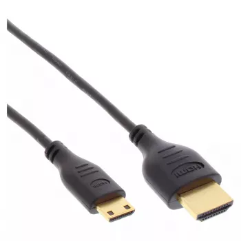 InLine High Speed HDMI-Kabel mit Ethernet, AM/CM, superflach, schwarz/gold, 0,5 m