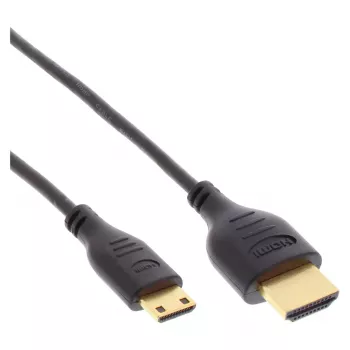 InLine High Speed HDMI-Kabel mit Ethernet, AM/CM, superflach, schwarz/gold, 1m