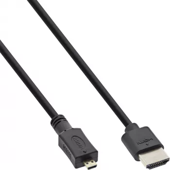 InLine High Speed HDMI Kabel mit Ethernet, AM/DM, superflach, schwarz/gold, 1m